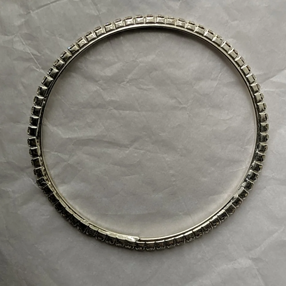 Silver Rhinestone Bangle - Picture 2 of 3